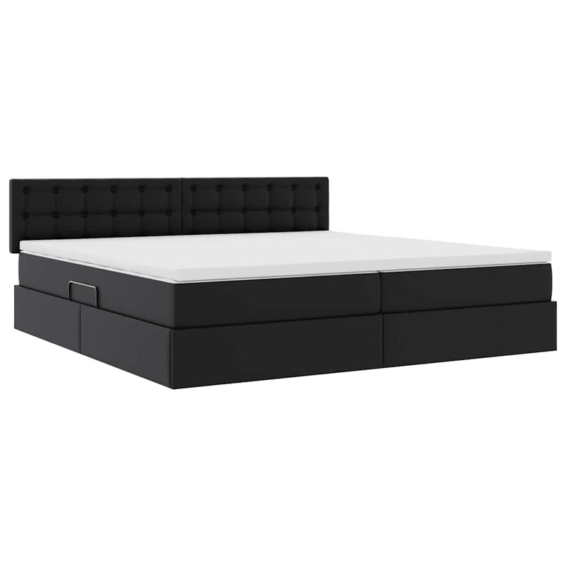 vidaXL Ágy tárolóval és LED lámpával Világosszürke 200 x 200 cm Műbőr