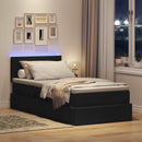 vidaXL Ágy tárolóval és LED lámpával leddel Fekete 90 x 190 cm szövet