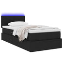 vidaXL Ágy tárolóval és LED lámpával leddel Fekete 90 x 200 cm szövet