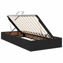 vidaXL Ágy tárolóval és LED lámpával leddel Fekete 100 x 200 cm szövet