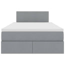 vidaXL Ágy tárolóval és LED lámpával Világosszürke 120 x 190 cm szövet