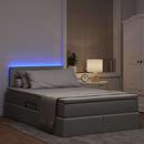 vidaXL Ágy tárolóval és LED lámpával Világosszürke 120 x 200 cm szövet
