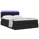 vidaXL LED tárolós ágy matraccal Fekete 140 x 190 cm Szövet