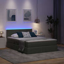 vidaXL Ágy tárolóval és LED lámpával Sötétszürke 140 x 200 cm szövet