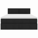 vidaXL Ágy tárolóval és LED lámpával Fekete 140 x 200 cm Poliészter