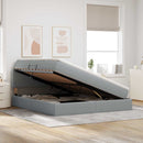 vidaXL Ágy tárolóval és LED lámpával Világosszürke 160 x 200 cm