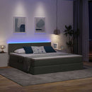 vidaXL Ágy tárolóval és LED lámpával Sötétszürke 160 x 200 cm szövet