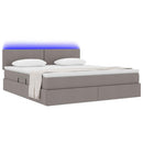 vidaXL LED tárolós ágy matraccal Tópszínű 160 x 200 cm Szövet