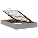 vidaXL Ágy tárolóval és LED lámpával Világosszürke 120 x 190 cm szövet