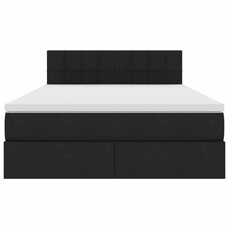 vidaXL Ágy tárolóval és LED lámpával Fekete 140 x 190 cm Poliészter