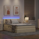 vidaXL LED tárolós ágy matraccal Krém 140 x 190 cm Szövet