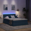 vidaXL LED tárolós ágy matraccal Kék 140 x 200 cm Szövet