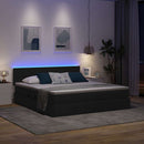 vidaXL Ágy tárolóval és LED lámpával leddel Fekete 160 x 200 cm szövet