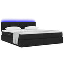vidaXL Ágy tárolóval és LED lámpával leddel Fekete 160 x 200 cm szövet