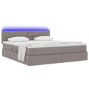 vidaXL LED tárolós ágy matraccal Tópszínű 180 x 200 cm Szövet
