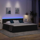 vidaXL Ágy tárolóval és LED lámpával leddel Fekete 200 x 200 cm szövet