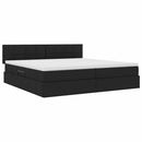 vidaXL Ágy tárolóval és LED lámpával leddel Fekete 200 x 200 cm szövet