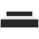 vidaXL Ágy tárolóval és LED lámpával leddel Fekete 200 x 200 cm szövet