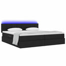 vidaXL Ágy tárolóval és LED lámpával leddel Fekete 200 x 200 cm szövet