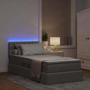 vidaXL LED tárolós ágy matraccal Tópszínű 90 x 190 cm Szövet