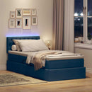 vidaXL LED tárolós ágy matraccal Kék 90 x 190 cm Szövet