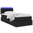 vidaXL Ágy tárolóval és LED lámpával leddel Fekete 90 x 200 cm szövet
