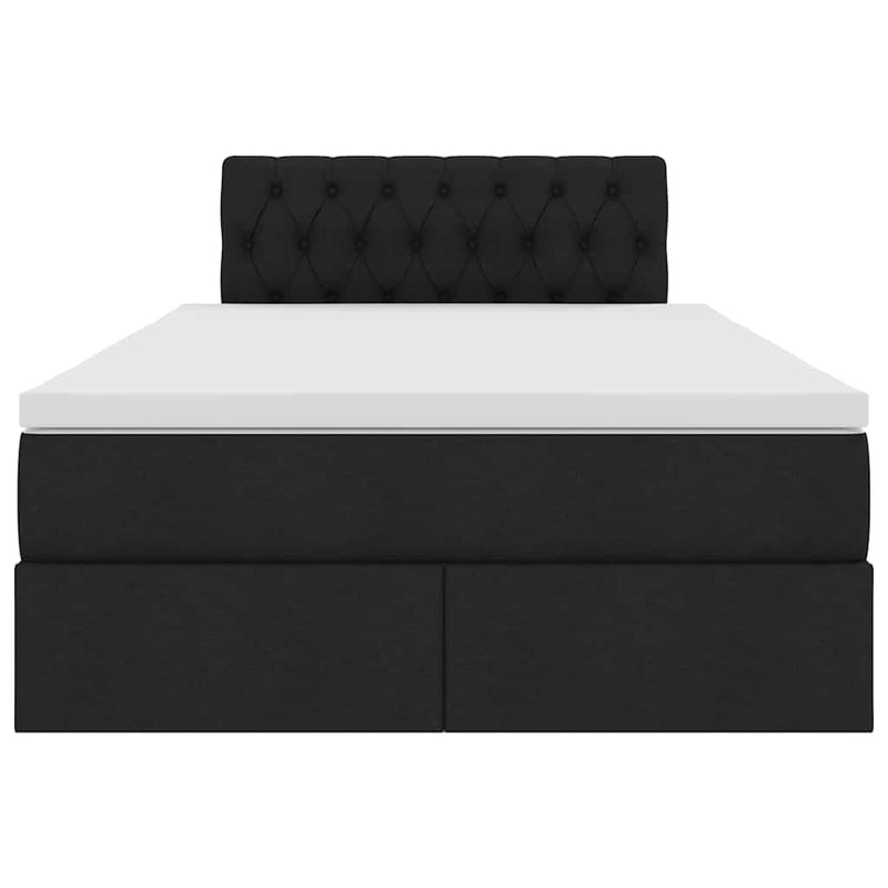 vidaXL Ágy tárolóval és LED lámpával Fekete 120 x 190 cm Poliészter