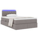 vidaXL Ágy tárolóval és LED lámpával Tópszínű 120 x 190 cm szövet