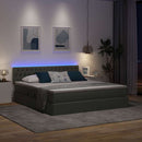 vidaXL Ágy tárolóval és LED lámpával Sötétszürke 160 x 200 cm szövet