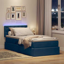 vidaXL LED tárolós ágy matraccal Kék 90 x 190 cm Szövet