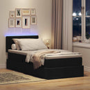 vidaXL Ágy tárolóval és LED lámpával leddel Fekete 90 x 200 cm szövet