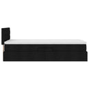 vidaXL Ágy tárolóval és LED lámpával leddel Fekete 90 x 200 cm szövet