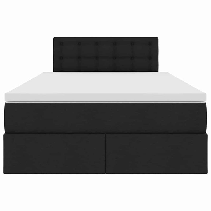 vidaXL Ágy tárolóval és LED lámpával Fekete 120 x 190 cm Poliészter