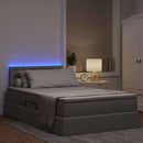 vidaXL LED tárolós ágy matraccal Tópszínű 120 x 190 cm Szövet