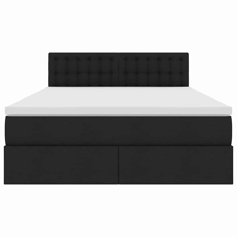 vidaXL Ágy tárolóval és LED lámpával Fekete 140 x 190 cm Poliészter