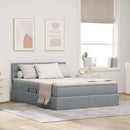 vidaXL Ágy tárolóval és LED lámpával Világosszürke 140 x 200 cm