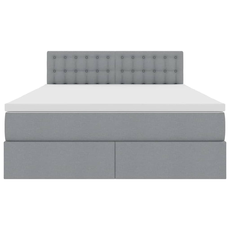 vidaXL Ágy tárolóval és LED lámpával Világosszürke 140 x 200 cm