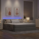 vidaXL Ágy tárolóval és LED lámpával Tópszínű 160 x 200 cm szövet