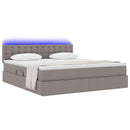 vidaXL Ágy tárolóval és LED lámpával Tópszínű 160 x 200 cm szövet