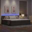 vidaXL Ágy tárolóval és LED lámpával Tópszínű 200 x 200 cm szövet