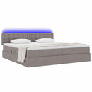 vidaXL Ágy tárolóval és LED lámpával Tópszínű 200 x 200 cm szövet