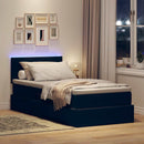 vidaXL Ágy tárolóval és LED lámpával leddel Fekete 90 x 200 cm Bársony