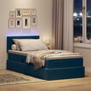vidaXL LED tárolós ágy matraccal Sötét kék 90 x 200 cm Bársony