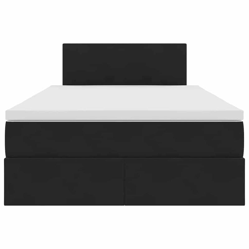 vidaXL Ágy tárolóval és LED lámpával Fekete 120 x 190 cm Bársony