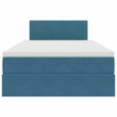 vidaXL Ágy tárolóval és LED lámpával Kék 120 x 190 cm Bársony
