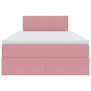 vidaXL Ágy tárolóval és LED lámpával Rózsaszín 120 x 190 cm Bársony