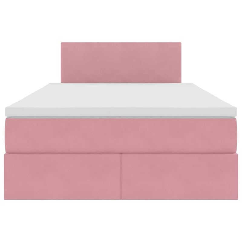 vidaXL Ágy tárolóval és LED lámpával Rózsaszín 120 x 190 cm Bársony