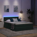 vidaXL LED tárolós ágy matraccal Sötétzöld 140 x 200 cm Bársony
