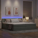 vidaXL LED tárolós ágy matraccal Világosszürke 200 x 200 cm Bársony