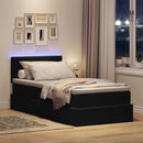 vidaXL Ágy tárolóval és LED lámpával Fekete 100 x 200 cm Bársony